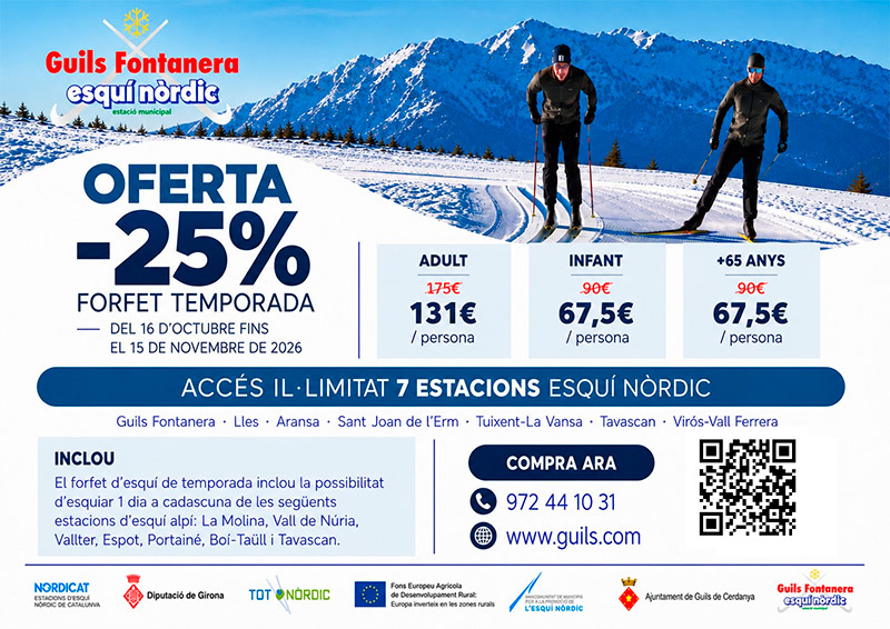 Oferta del 25% de descompte en els forfets de temporada 2026-2027